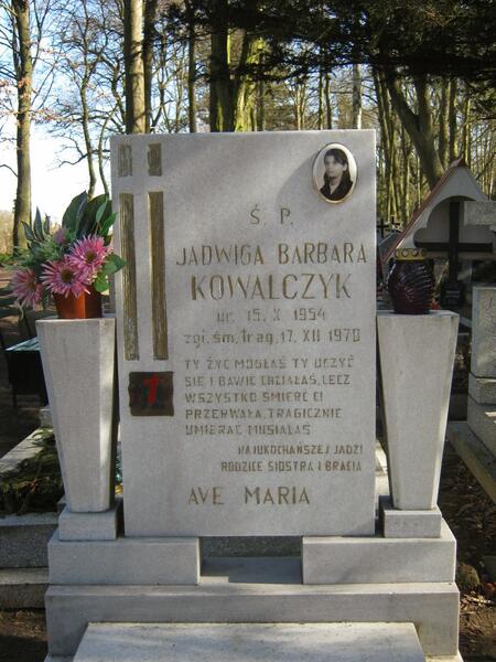 Grób Jadwigi Kowalczyk na Cmentarzu Centralnym w Szczecinie. Fot. cmentarolog.blogspot.com