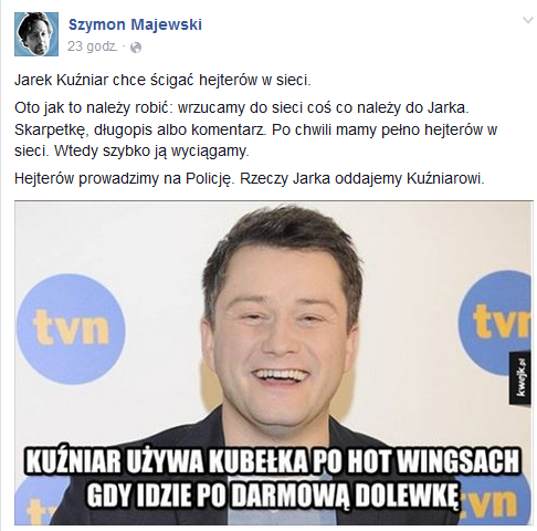 Fot.screenshot/Facebook/Szymon Majewski
