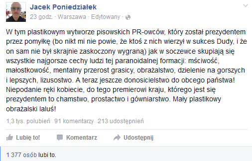 fot.Facebook/Oficjalny Profil Jacek Poniedziałek