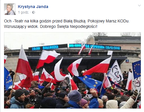 fot.screenshot Facebook/Krystyna Janda