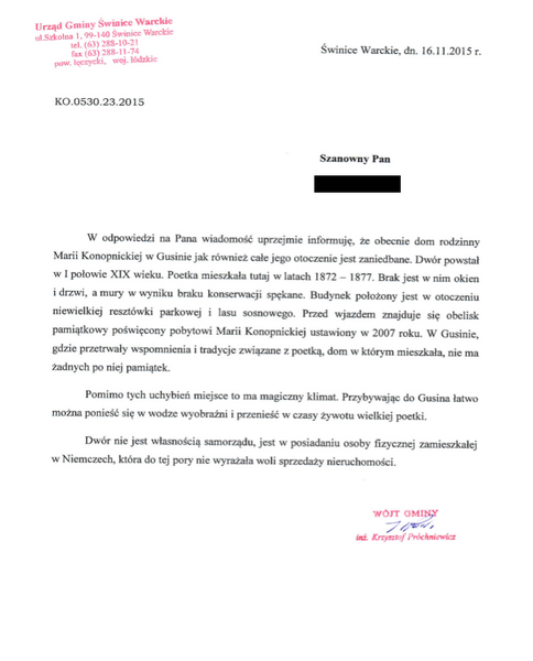 Pismo wójta z 2015 r. / autor: screen wPolityce.pl