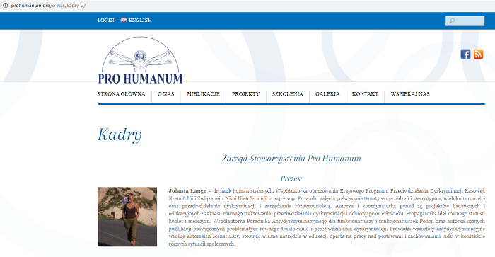 Strona fundacji Pro Humanum, kierowanej przez Jolantę Lange / autor: prohumanum.org