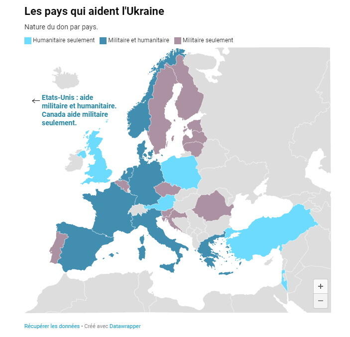 Państwa niosące pomoc Ukrainie / autor: screenshot www.lefigaro.fr