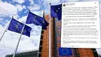 Flagi UE przed siedzibą Komisji Europejskiej.webp