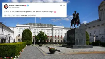 Pałac Prezydencki z komunikatem na żywo.webp