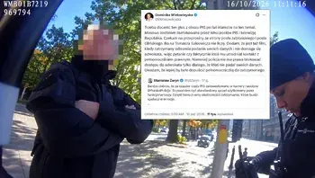 Policyjna scena uliczna z nakładką tweeta.webp