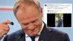 Donald Tusk z tweetem w tle.webp