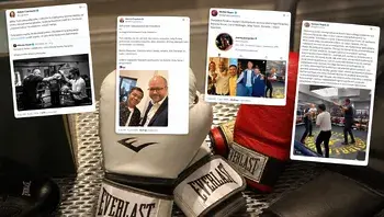 Bokserski kolaż z wpisami społecznościowymi.webp