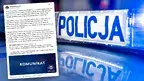 Policyjny komunikat w świetle niebieskich lamp.webp