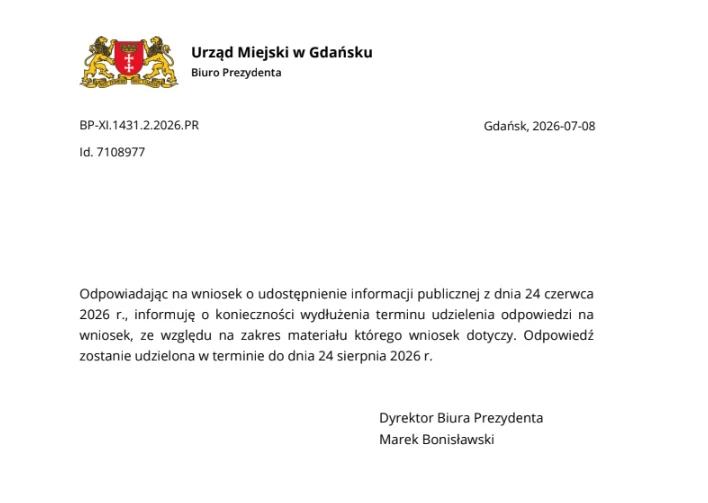 odpowiedź prezydenta Gdańska